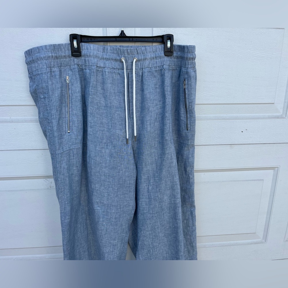 Women 's Atlhleta Cabo Linen wide legs pants blue plus 20 - Picture 2 of 4